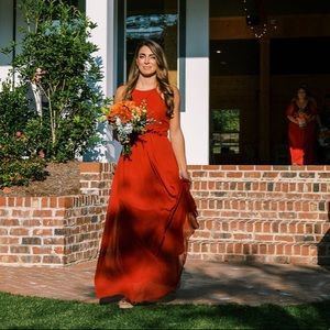 Azazie high neck dress in burgundy